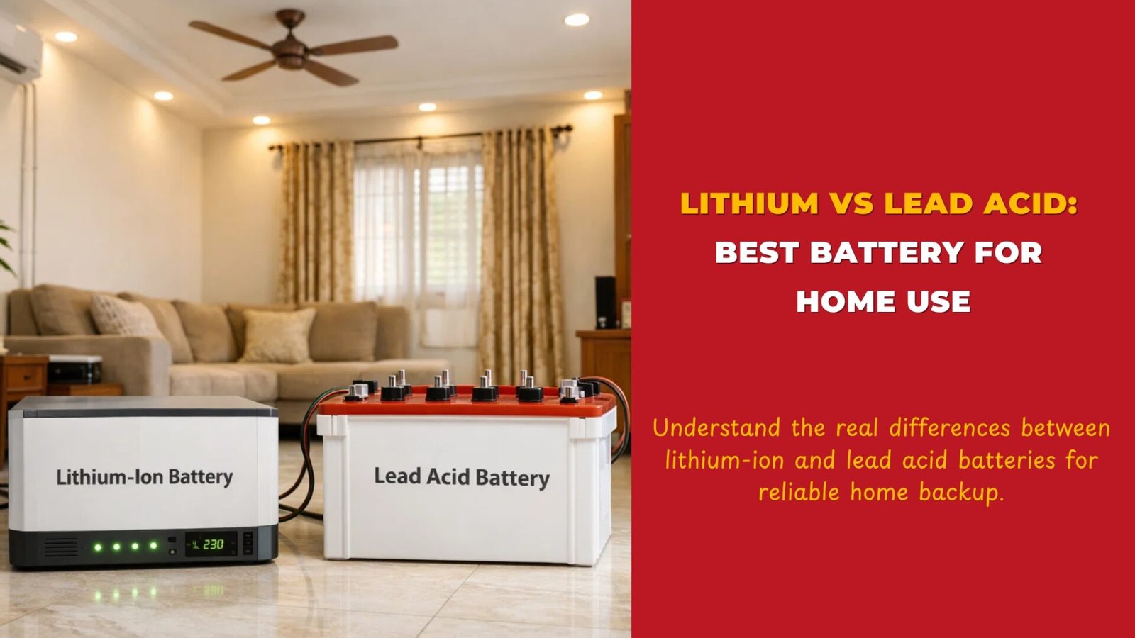 Lithium vs Lead Acid || Best Battery for Home Use || Lithium vs Lead Acid Battery || Home Backup Battery